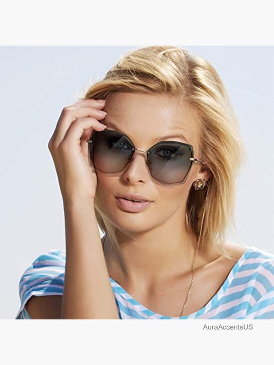 Trendy Polygon Oversized Sunglasses Metal Frame UV400